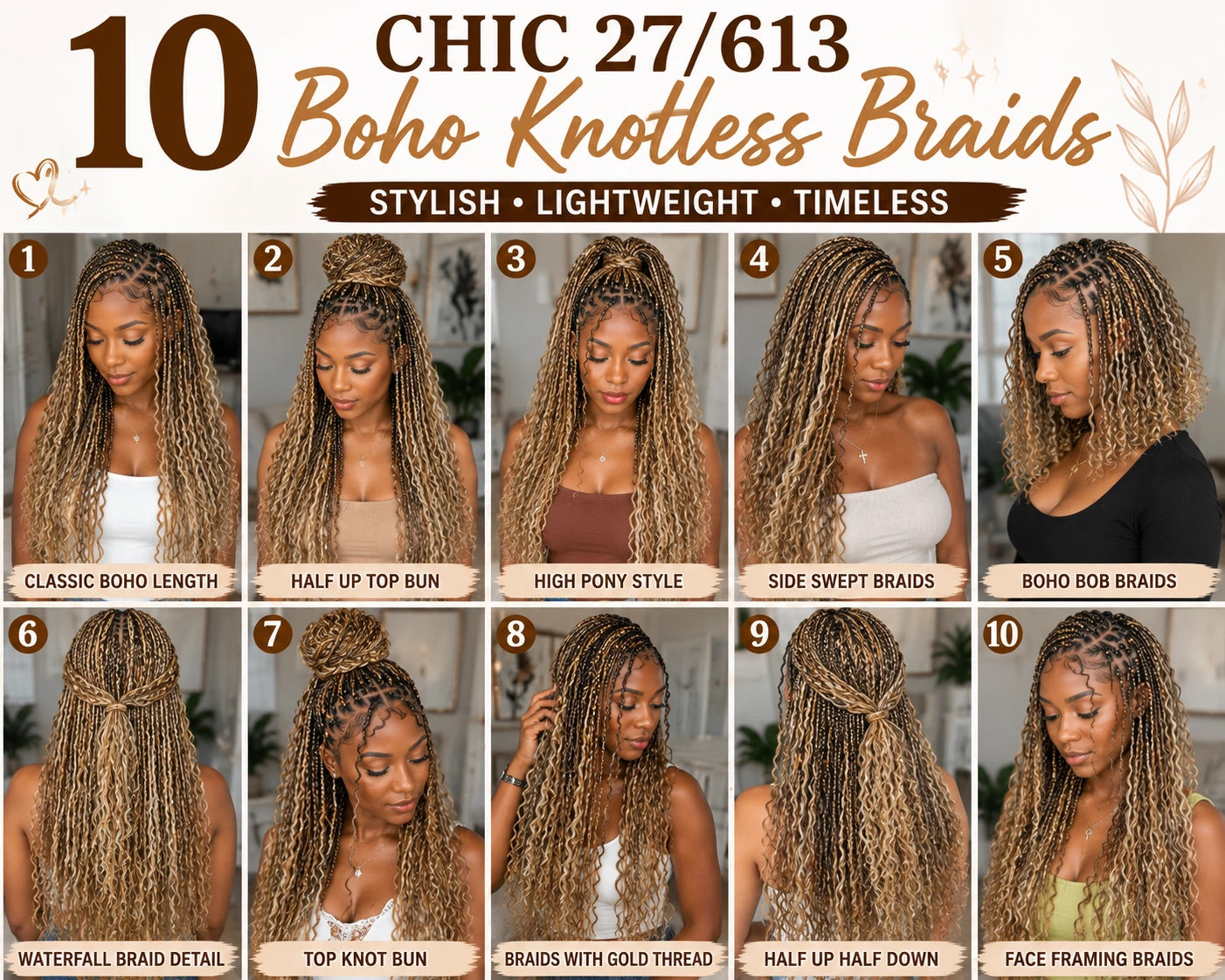 10 Chic 27/613 Boho Knotless Braids
